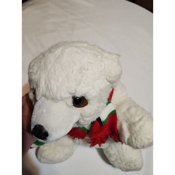 Plush Polar Bear Detachable Red Taboggan Scarf 14" White No Tag Details - Picture 13 of 13
